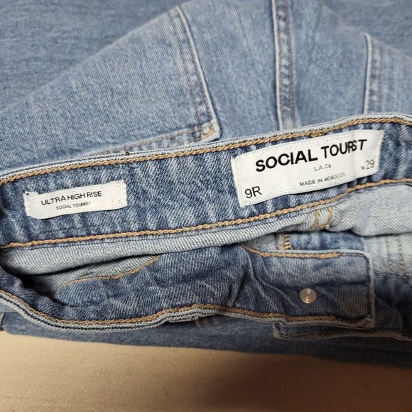 Social Tourist Ultra High‎ Rise Jeans 9R Hollister Flare Leg Cargo Pants Stretch - Picture 11 of 15